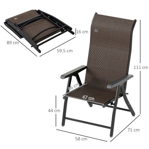 Outsunny Set of 4 Outdoor Rattan Folding Chair w/ Adjustable Backrest Brown - SGP Garden Ltd