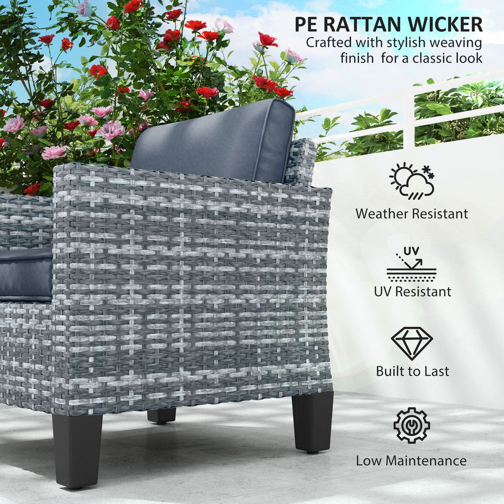 Outsunny Single Rattan Chair, Garden Armchair with Cushions - SGP Garden Ltd