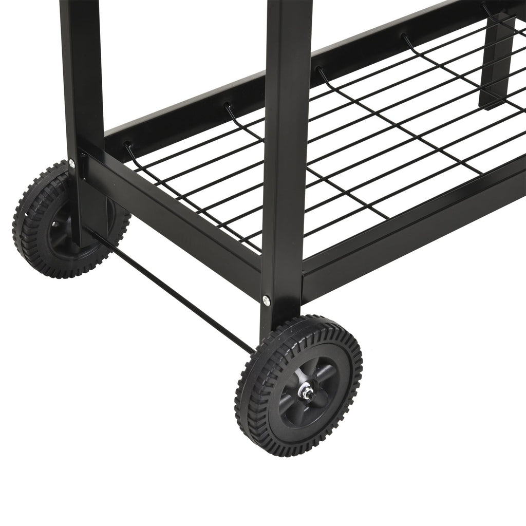 Outsunny Steel 2-Grill Charcoal BBQ w/ Wheels Black - SGP Garden Ltd
