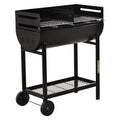 Outsunny Steel 2-Grill Charcoal BBQ w/ Wheels Black - SGP Garden Ltd