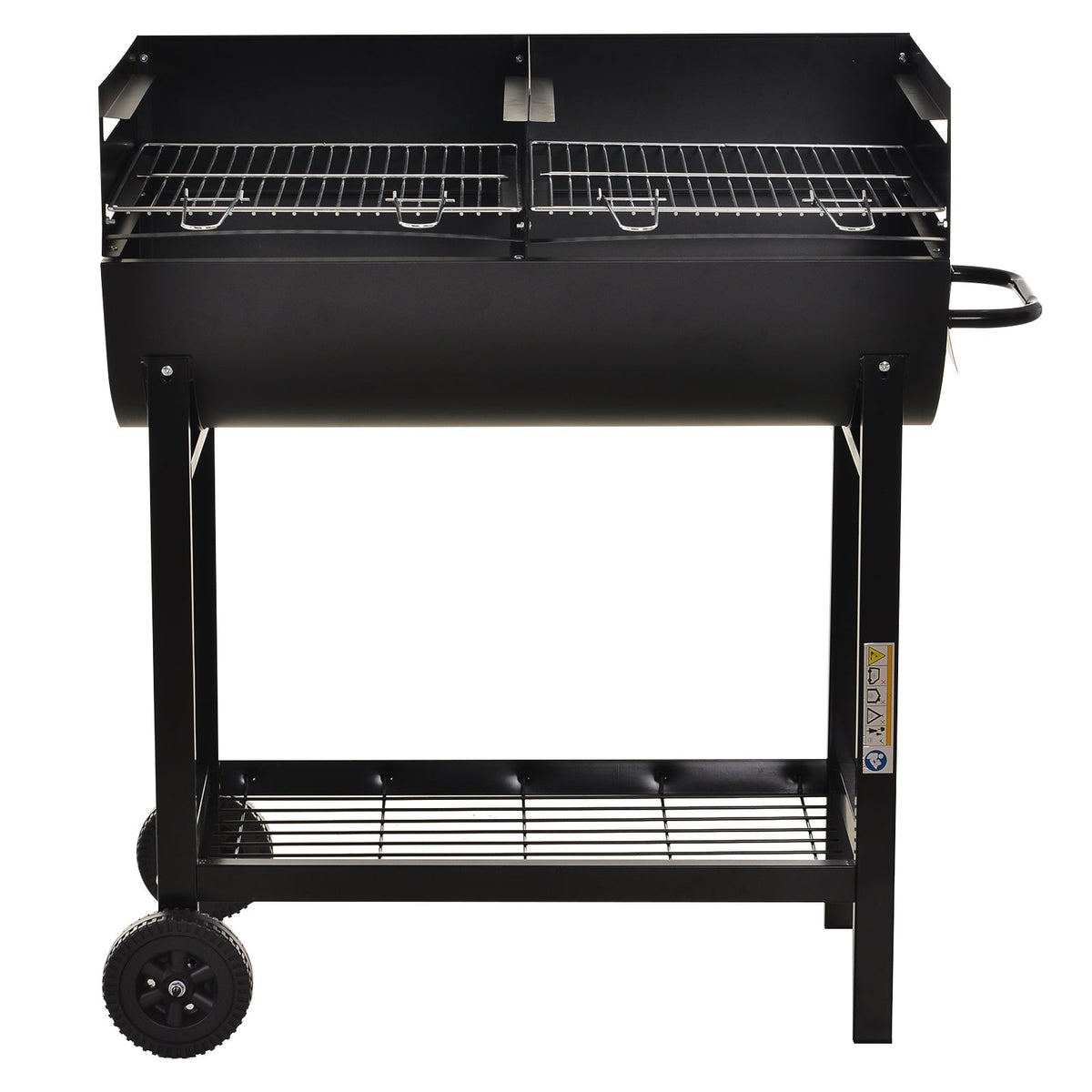 Outsunny Steel 2-Grill Charcoal BBQ w/ Wheels Black - SGP Garden Ltd
