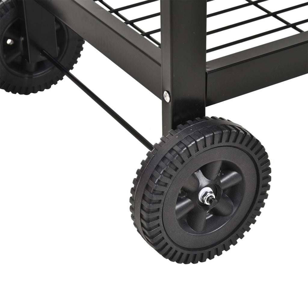 Outsunny Steel 2-Grill Charcoal BBQ w/ Wheels Black - SGP Garden Ltd