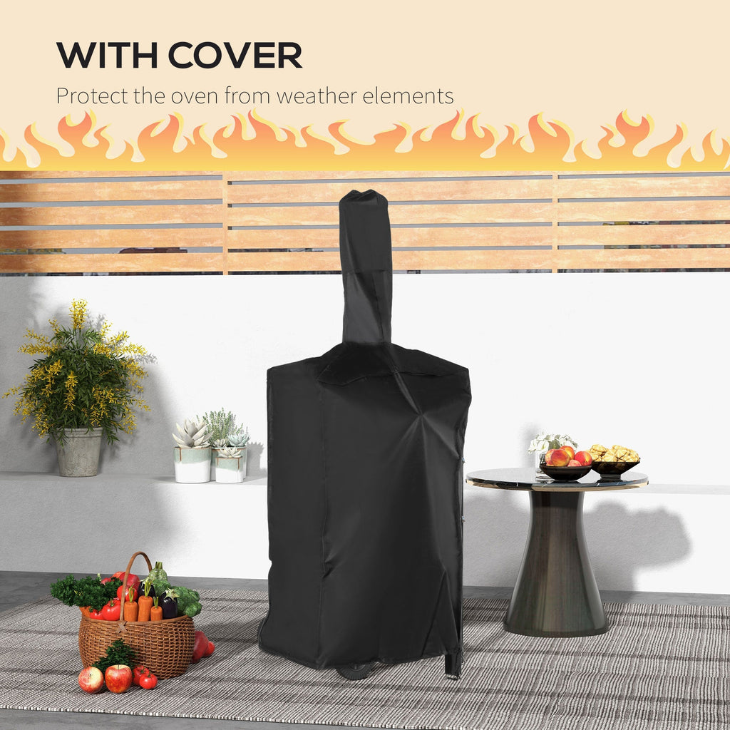 Outsunny Steel 3-Tier Outdoor Pizza Oven Charcoal BBQ Grill, Black - SGP Garden Ltd
