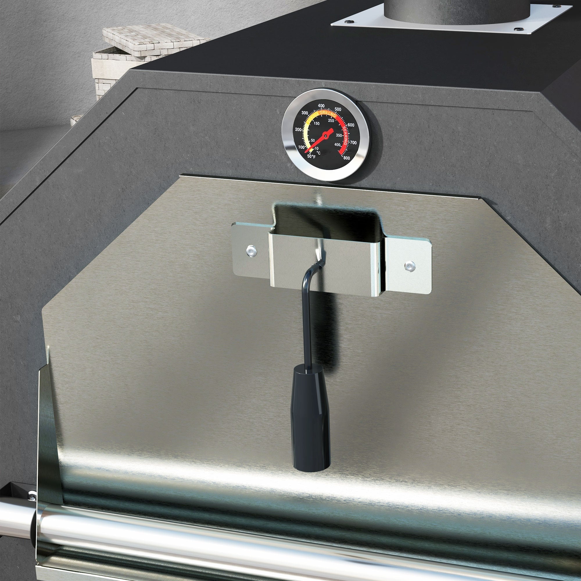 Outsunny Steel 3-Tier Outdoor Pizza Oven Charcoal BBQ Grill, Black - SGP Garden Ltd