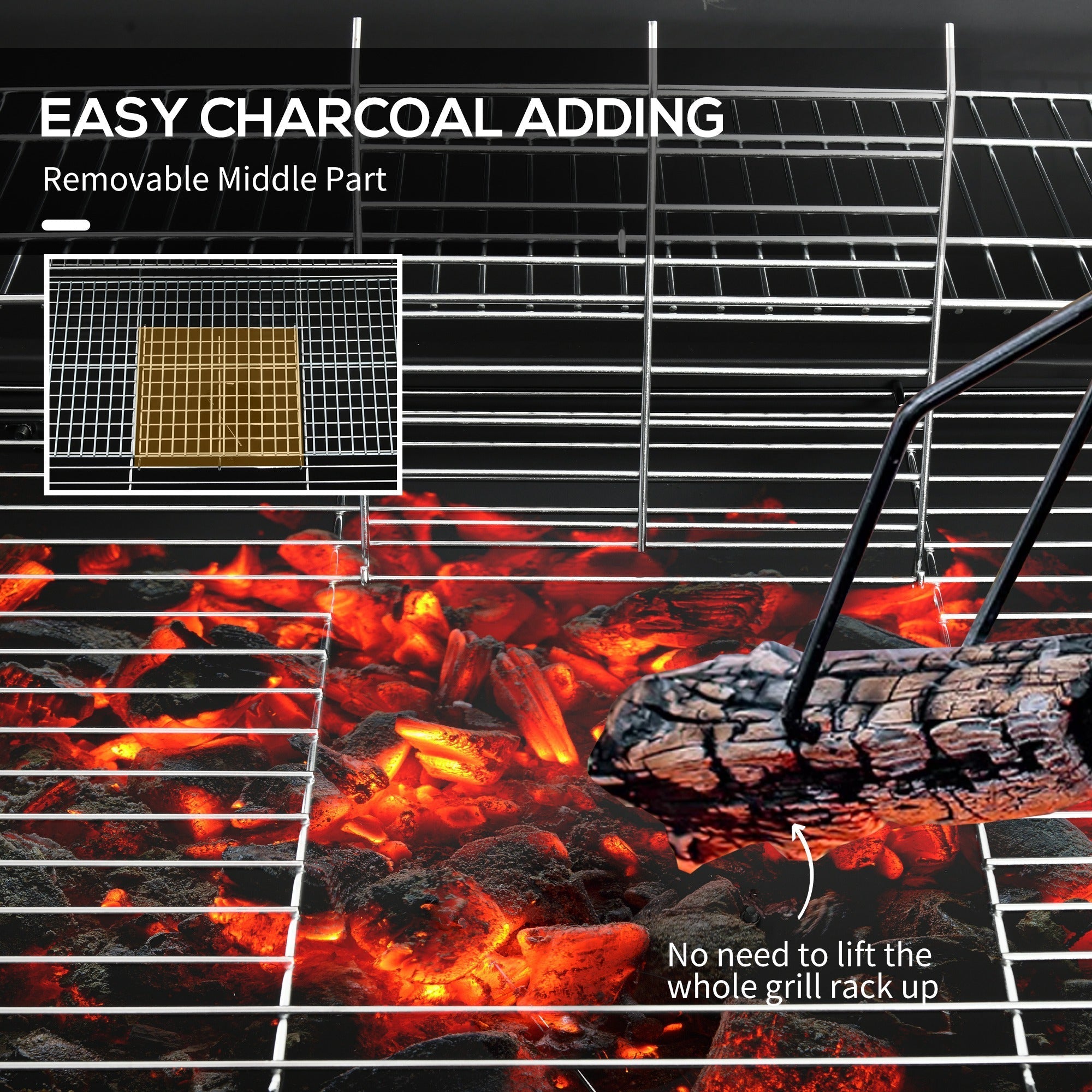 Outsunny Steel Charcoal BBQ, with Ash Catcher and Warming Rack - SGP Garden Ltd