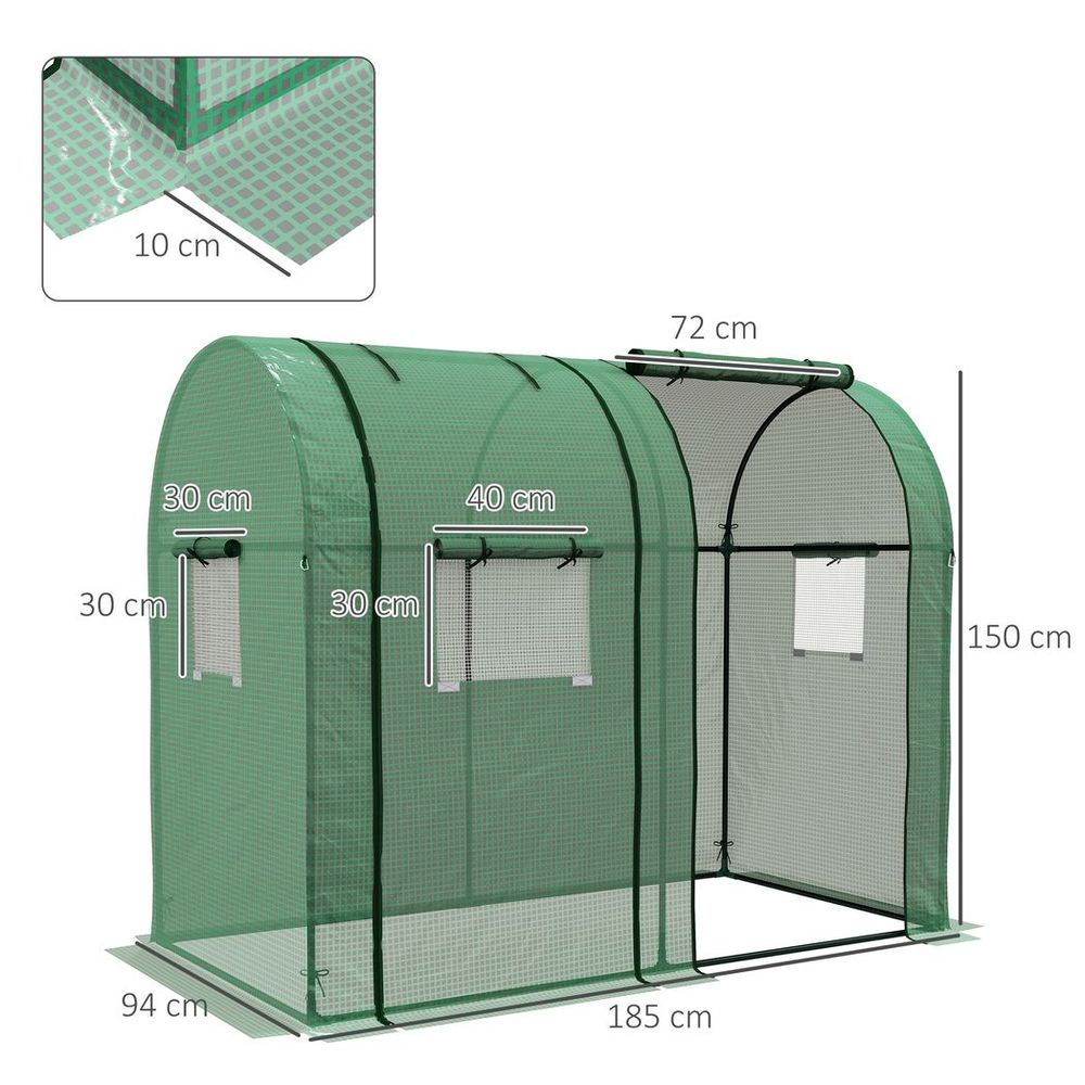 Outsunny Tomato Greenhouse with 2 Roll-up Doors and 4 Mesh Windows, Green - SGP Garden Ltd