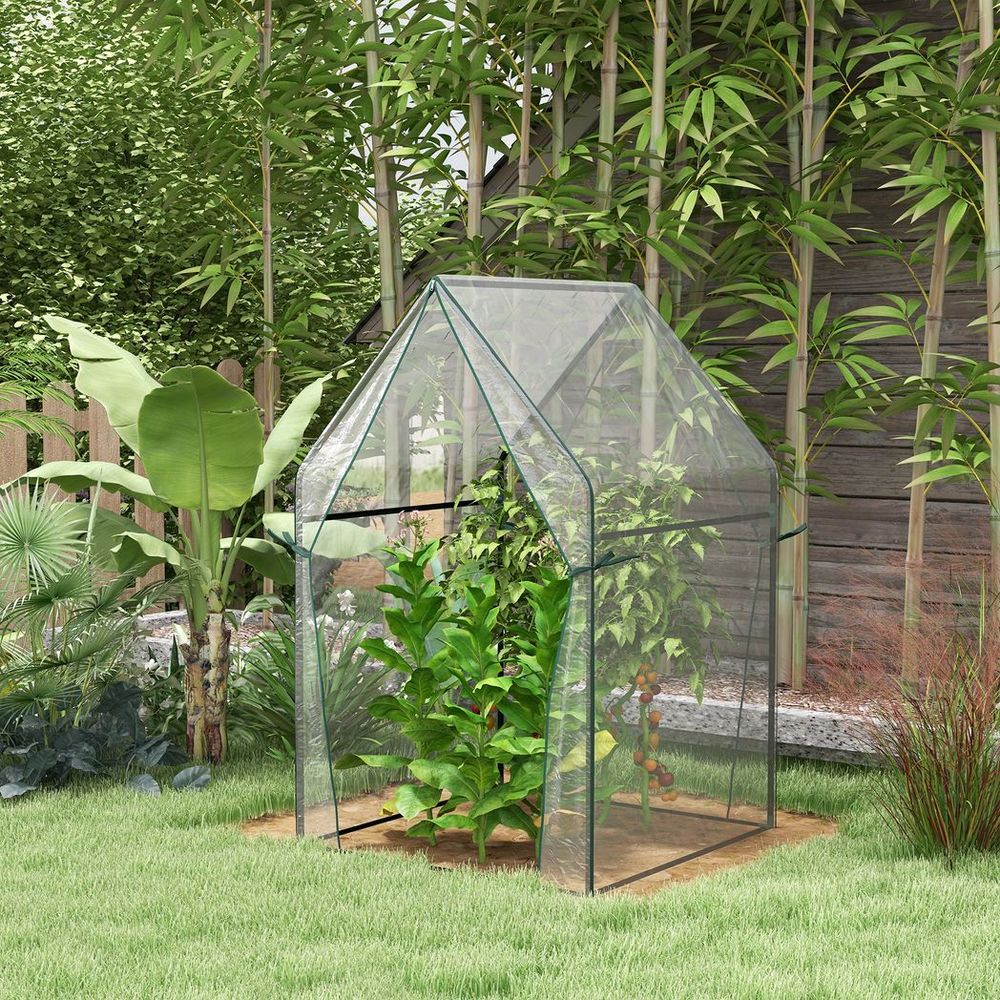 Outsunny Tomato Greenhouse with 2 Zipped Doors, Outdoor Green House, Clear - SGP Garden Ltd