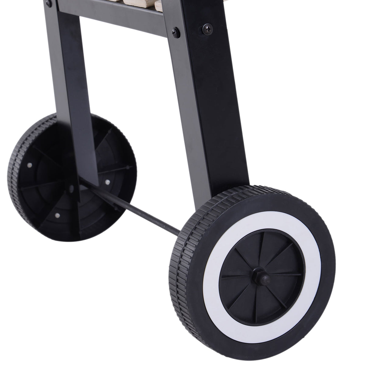 Outsunny Trolley Charcoal BBQ Barbecue Grill Outdoor Patio Garden Heating Smoker with Side Trays Storage Shelf and Wheels - SGP Garden Ltd