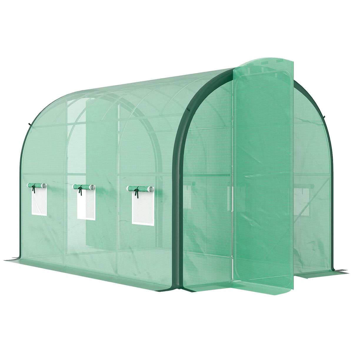 Outsunny Tunnel Greenhouse Upgraded Structure, Hinged Doors, 4 x 3(m) - SGP Garden Ltd