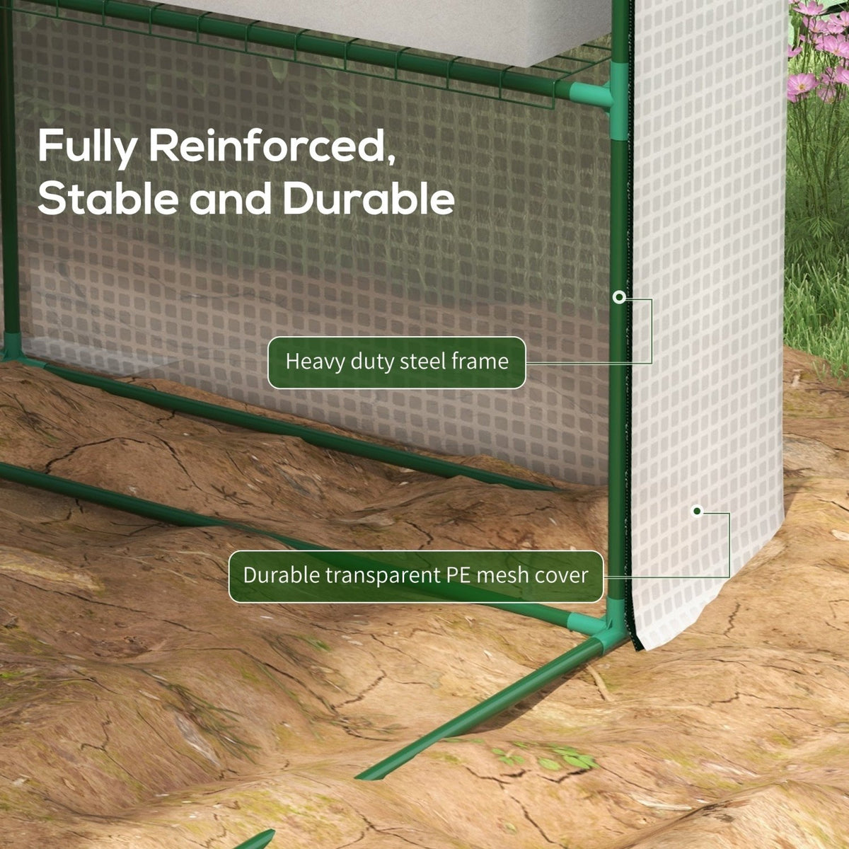 Outsunny Walk-in Garden Greenhouse Shelves Polytunnel Steeple Grow House - SGP Garden Ltd