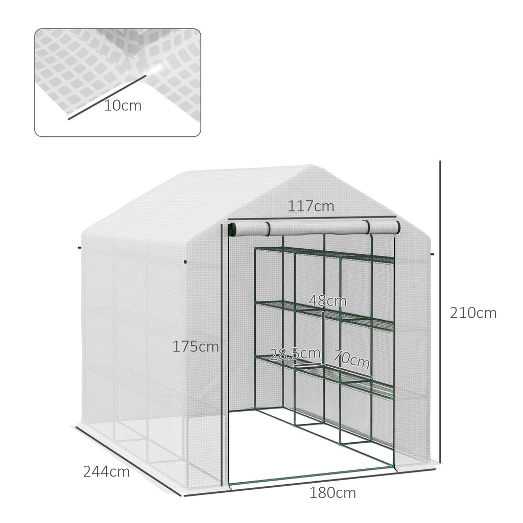 Outsunny Walk-in Garden Greenhouse Shelves Polytunnel Steeple Grow House - SGP Garden Ltd