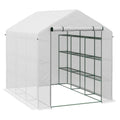 Outsunny Walk-in Garden Greenhouse Shelves Polytunnel Steeple Grow House - SGP Garden Ltd