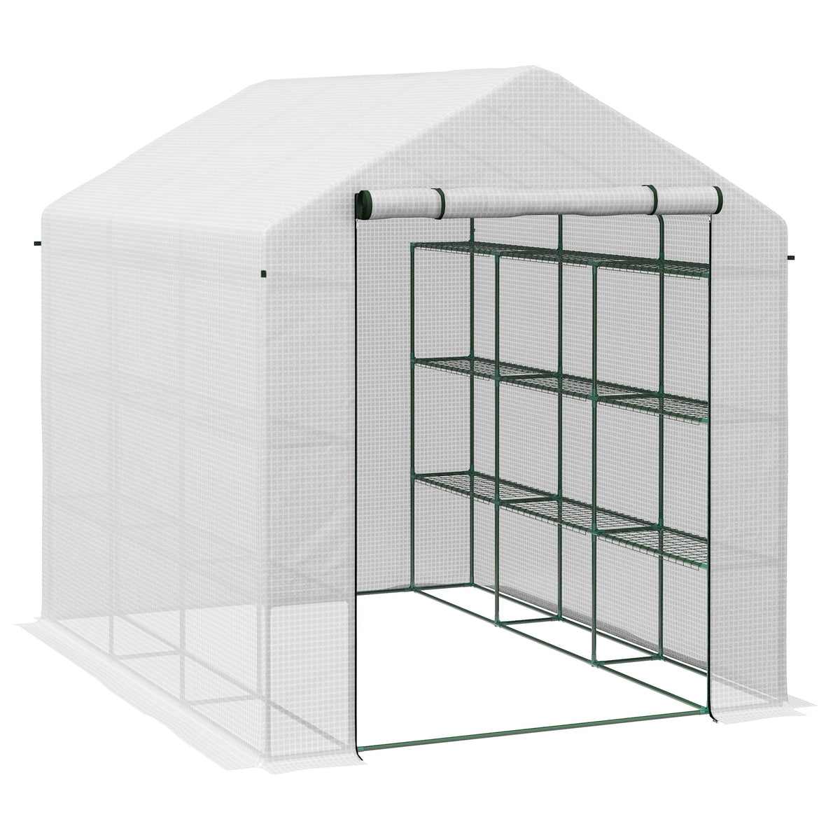 Outsunny Walk-in Garden Greenhouse Shelves Polytunnel Steeple Grow House - SGP Garden Ltd