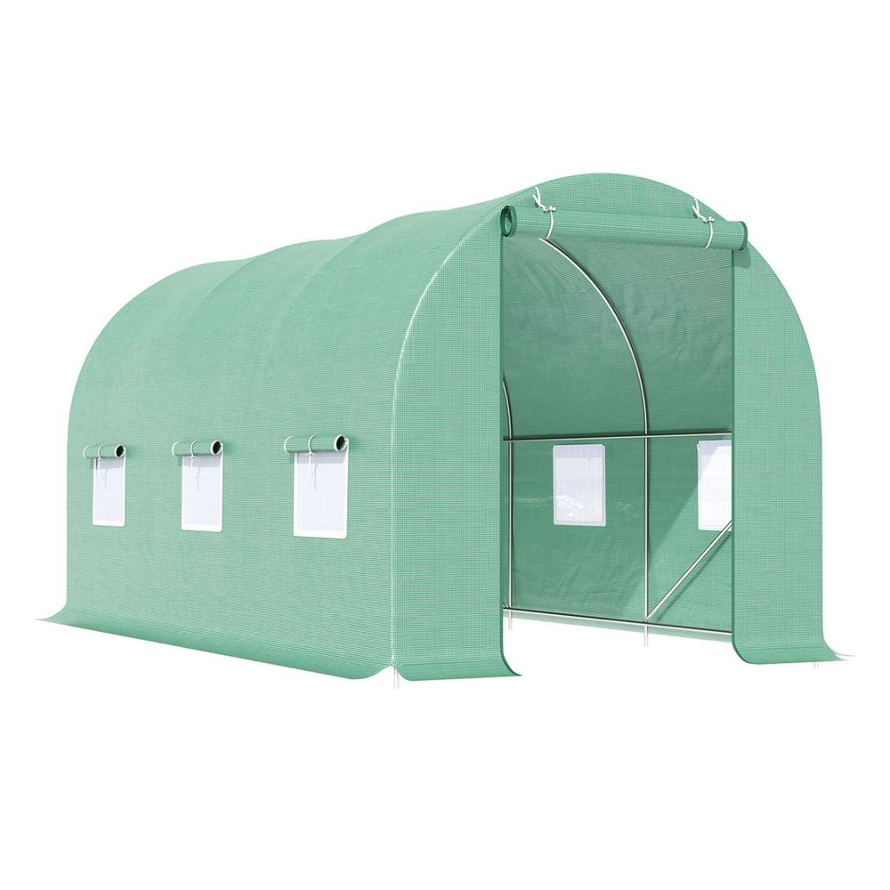 Outsunny Walk-In Gardening Greenhouse | 4.5m x 2m x 2m | PE Cover, Galvanized Steel Frame | Green - SGP Garden Ltd