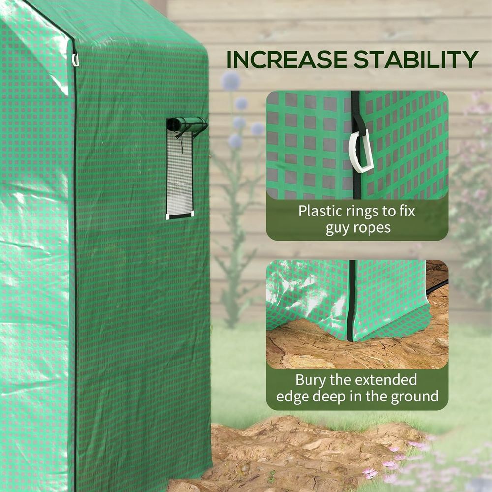 Outsunny Walk-in Greenhouse Cover Replacement with Door and Mesh Windows, Green - SGP Garden Ltd