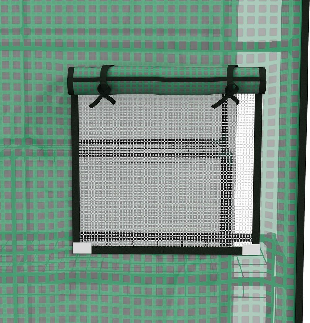 Outsunny Walk-in Greenhouse Cover Replacement with Door and Mesh Windows, Green - SGP Garden Ltd