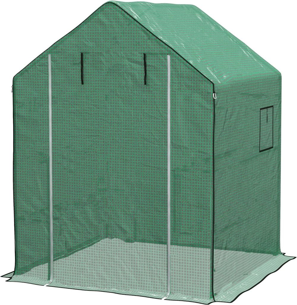 Outsunny Walk-in Greenhouse Cover Replacement with Door and Mesh Windows, Green - SGP Garden Ltd