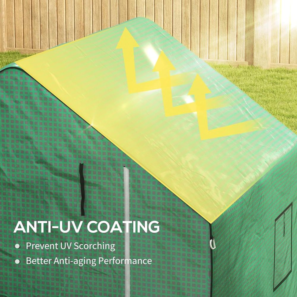 Outsunny Walk-in Greenhouse Cover Replacement with Door and Mesh Windows, Green - SGP Garden Ltd