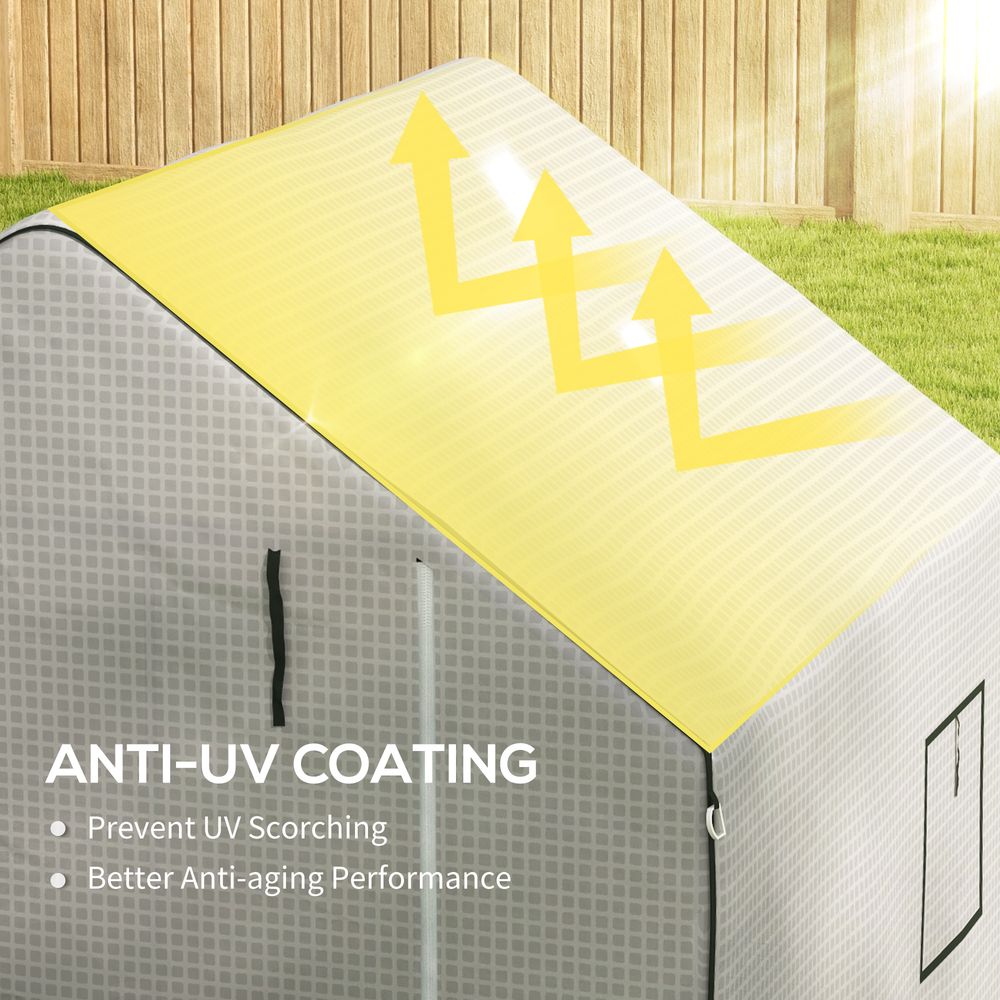 Outsunny Walk-in Greenhouse Cover Replacement with Door and Mesh Windows, White - SGP Garden Ltd