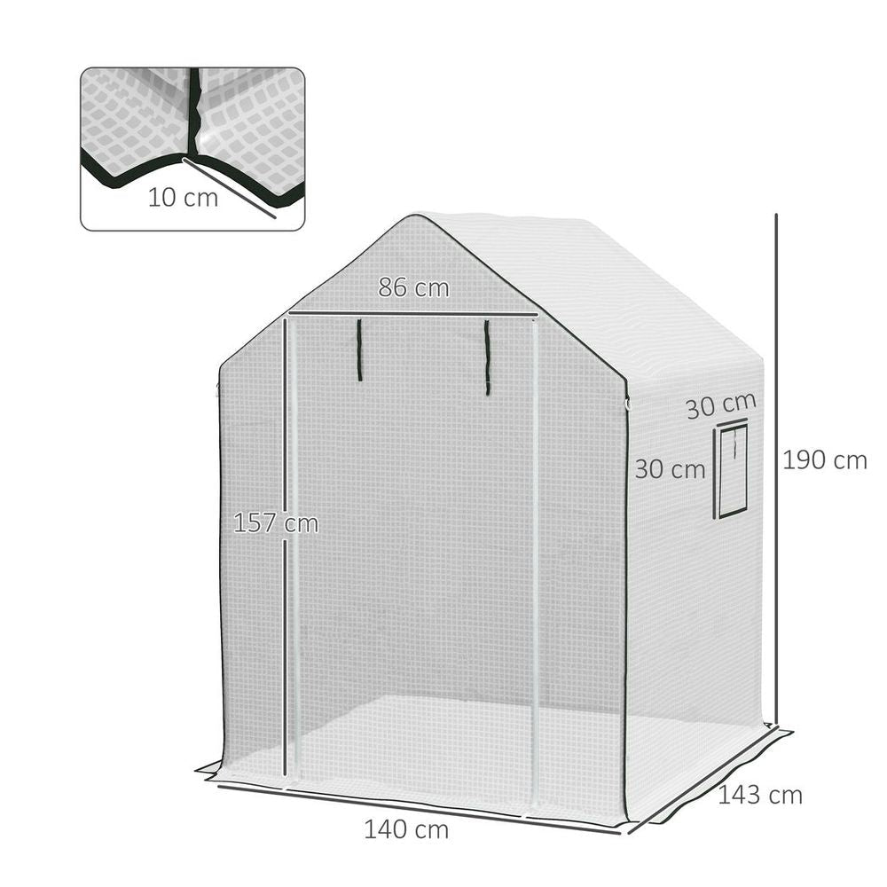 Outsunny Walk-in Greenhouse Cover Replacement with Door and Mesh Windows, White - SGP Garden Ltd