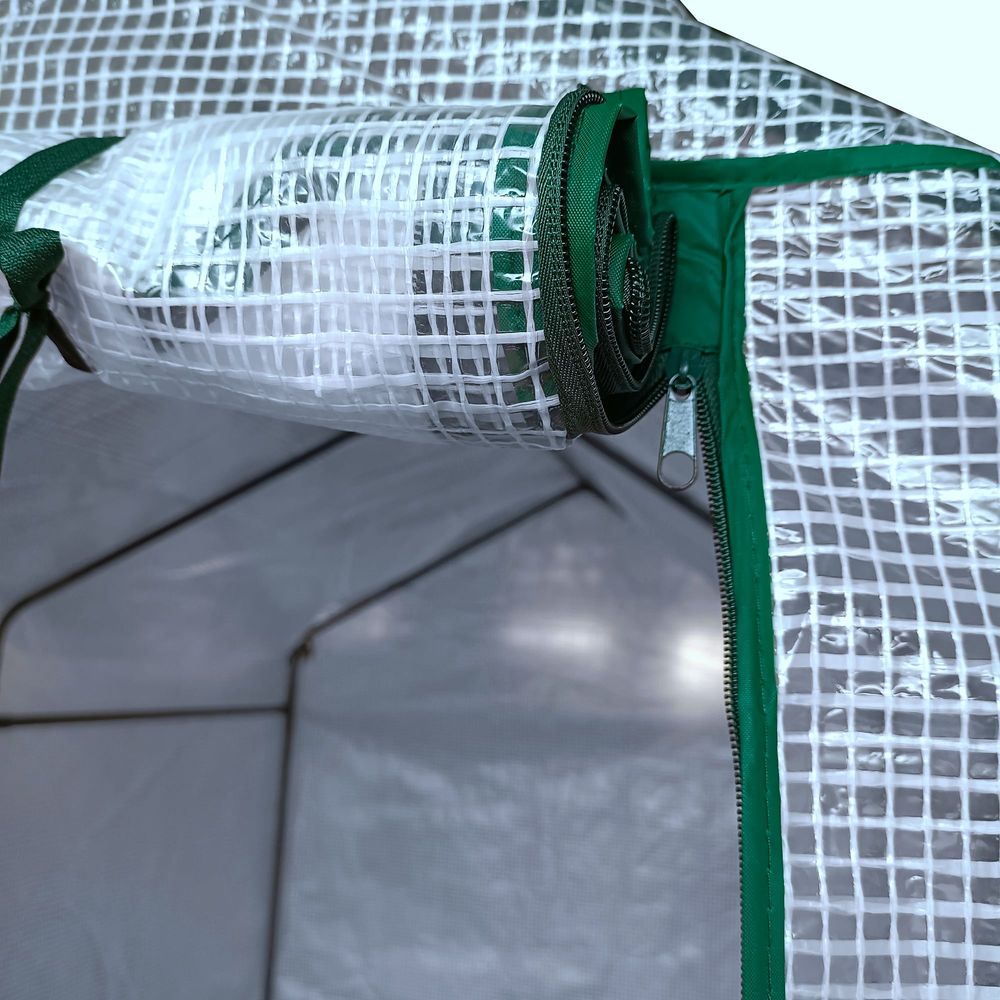 Outsunny Walk-In Greenhouse | Steel Frame | PE Cover | Shelves | 186Lx120Wx190Hcm | White - SGP Garden Ltd