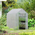 Outsunny Walk-In Greenhouse | Steel Frame | PE Cover | Shelves | 186Lx120Wx190Hcm | White - SGP Garden Ltd