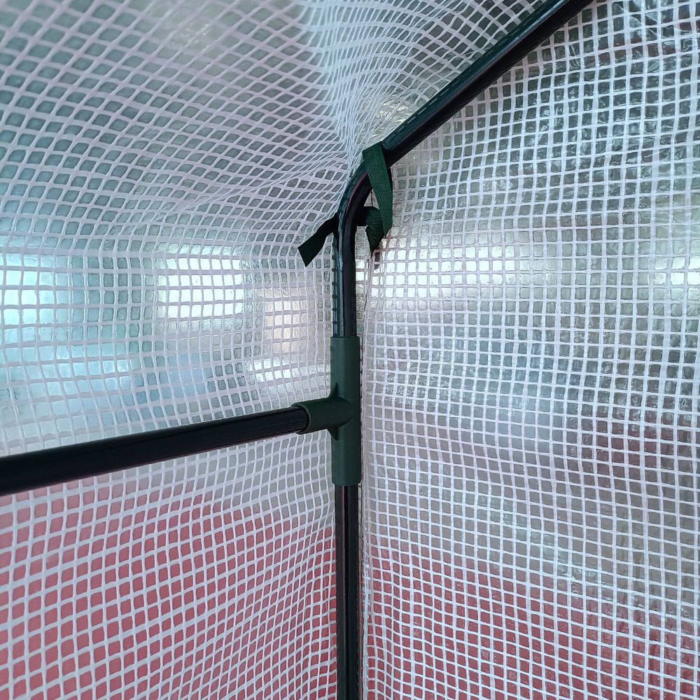 Outsunny Walk-In Greenhouse | Steel Frame | PE Cover | Shelves | 186Lx120Wx190Hcm | White - SGP Garden Ltd