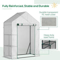 Outsunny Walk In Greenhouse with 2 Tier Shelf, Portable Gardening Plant Grow House with Roll up Zip Panel Door, Reinforced PE Cover, 143 x 73 x 195cm, Green - SGP Garden Ltd