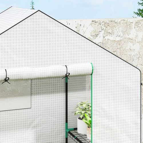 Outsunny Walk-in Greenhouse with 4 Shelves, Outdoor Small Greenhouse, White - SGP Garden Ltd