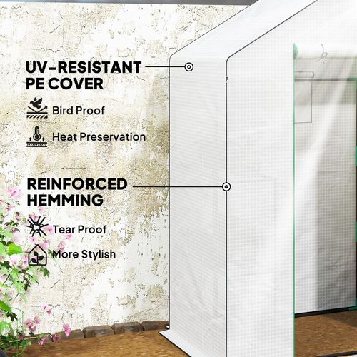 Outsunny Walk-in Greenhouse with 4 Shelves, Outdoor Small Greenhouse, White - SGP Garden Ltd