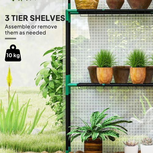 Outsunny Walk-in Greenhouse with 4 Shelves, Outdoor Small Greenhouse, White - SGP Garden Ltd