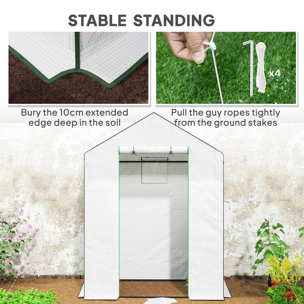 Outsunny Walk-in Greenhouse with 4 Shelves, Outdoor Small Greenhouse, White - SGP Garden Ltd