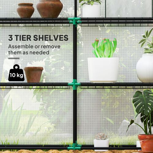 Outsunny Walk-in Greenhouse with 8 Shelves, Outdoor Small Greenhouse, White - SGP Garden Ltd