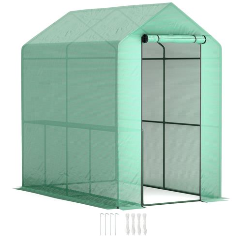 Outsunny Walk in Greenhouse w/Shelves Steeple Grow House 120 x 186 x 190 cm - SGP Garden Ltd