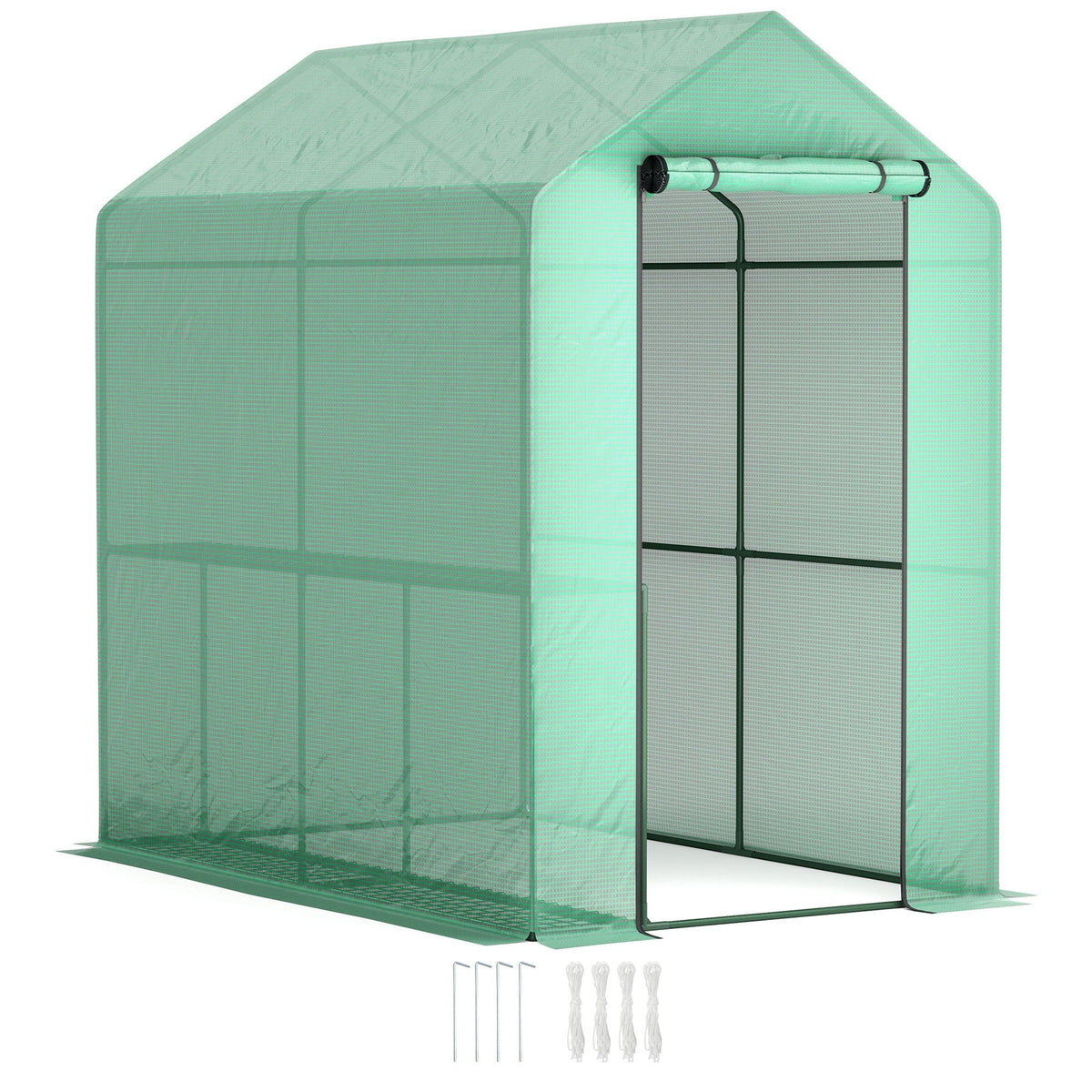 Outsunny Walk in Greenhouse w/Shelves Steeple Grow House 120 x 186 x 190 cm - SGP Garden Ltd