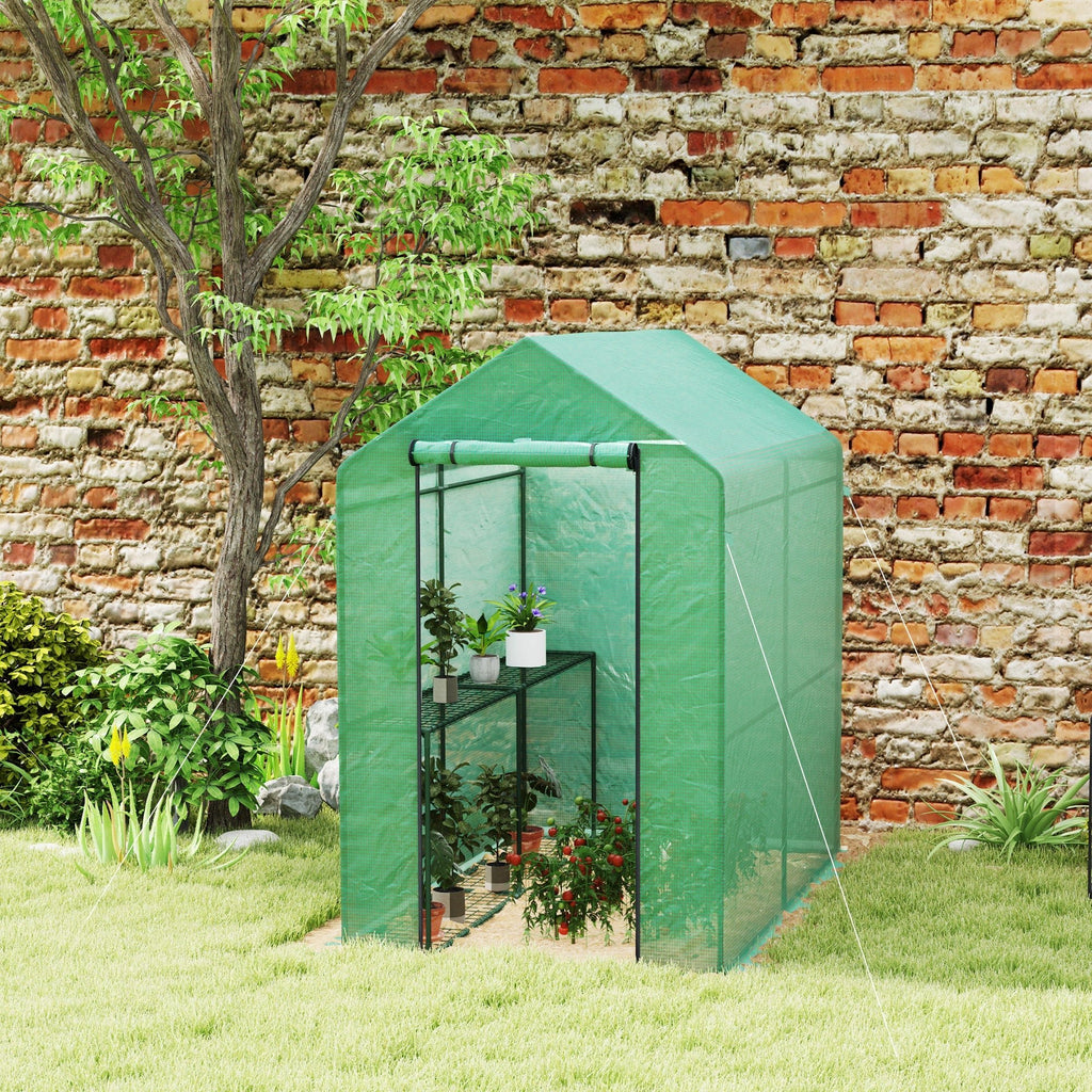Outsunny Walk in Greenhouse w/Shelves Steeple Grow House 120 x 186 x 190 cm - SGP Garden Ltd