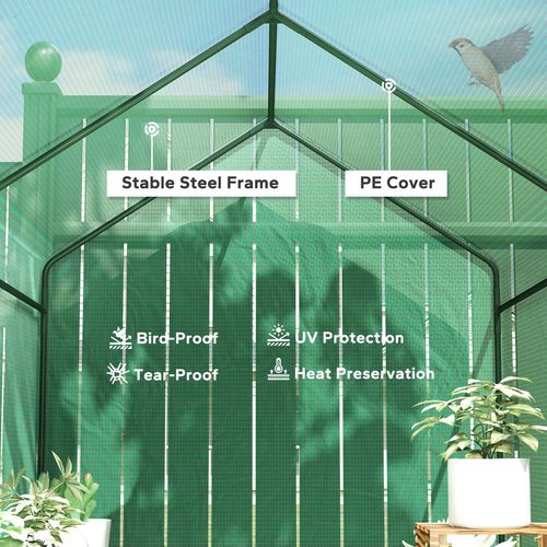 Outsunny Walk in Greenhouse w/Shelves Steeple Grow House 120 x 186 x 190 cm - SGP Garden Ltd