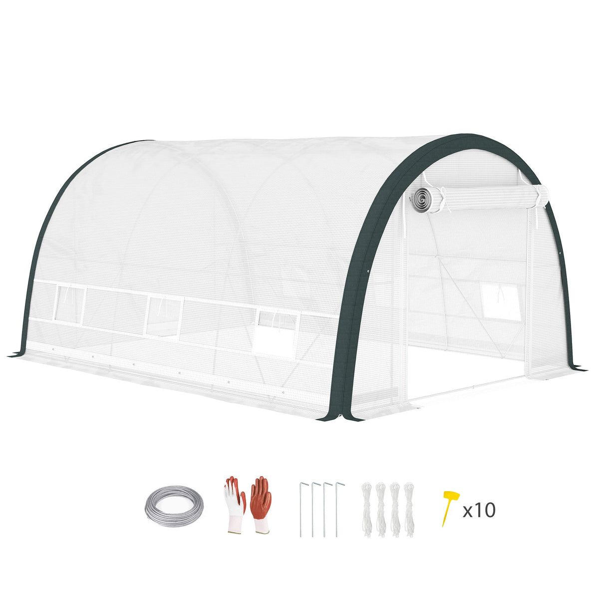 Outsunny Walk-in Tunnel Greenhouse, Upgraded Structure, Mesh Door & Windows - SGP Garden Ltd