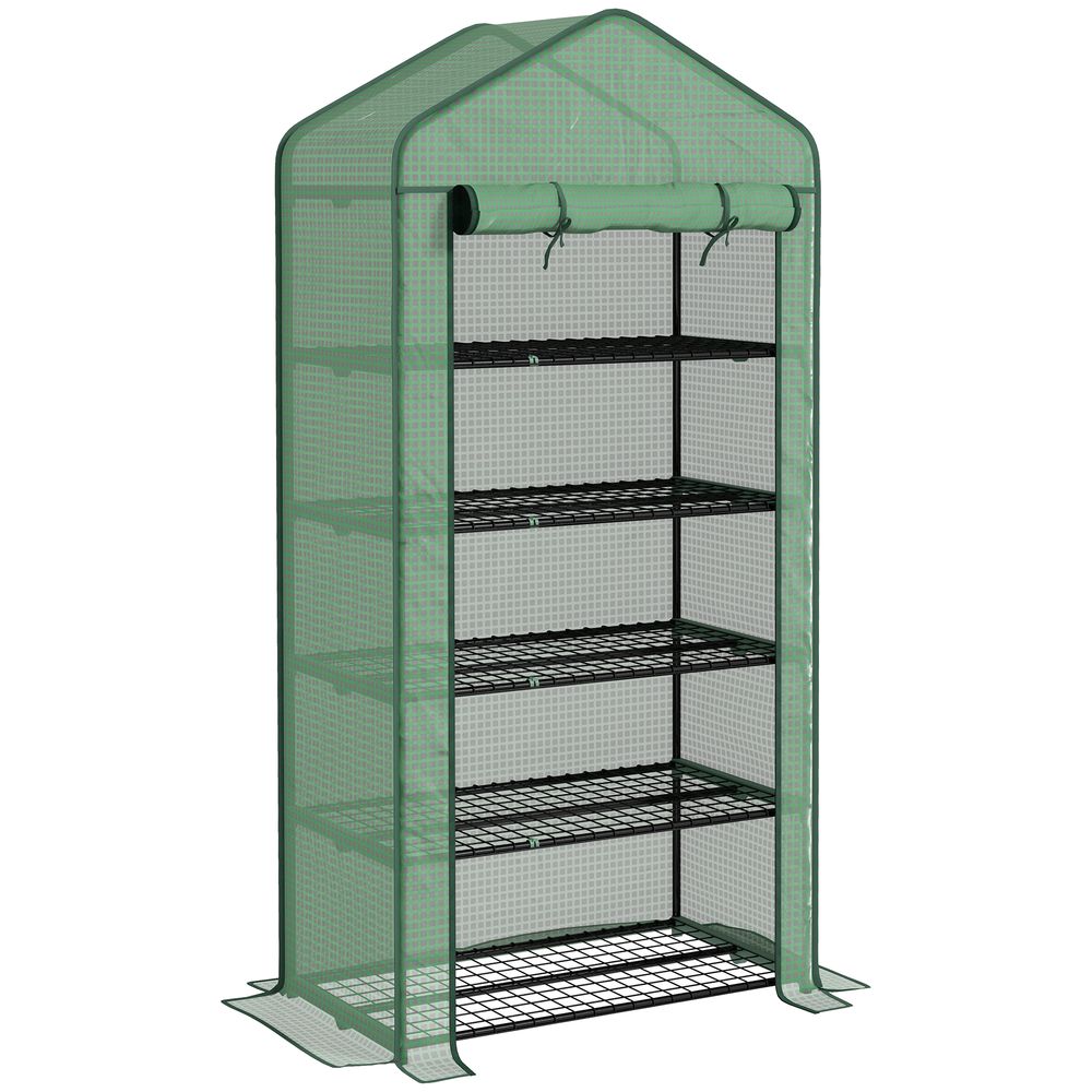 Outsunny Widened Mini Greenhouse 5 Tier Green House, 193H x 90W x 49Dcm, Green - SGP Garden Ltd