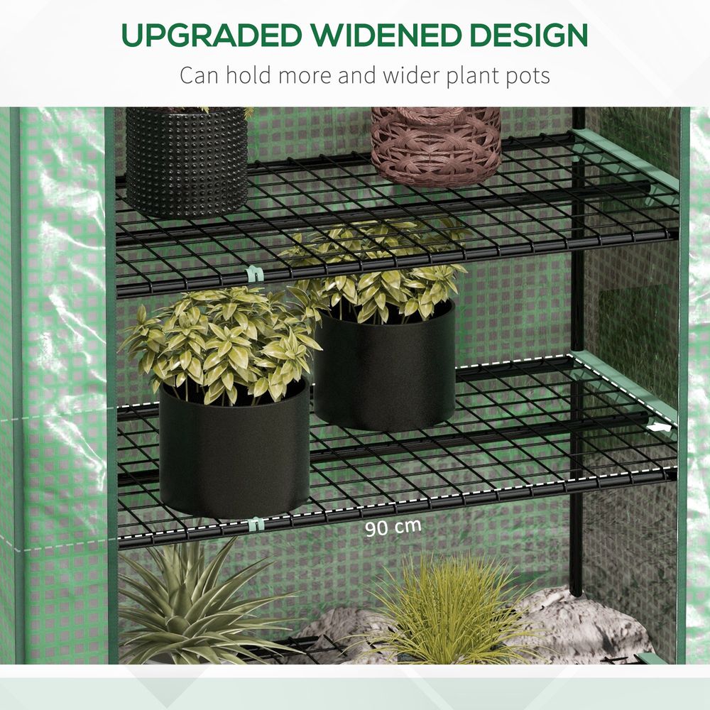 Outsunny Widened Mini Greenhouse 5 Tier Green House, 193H x 90W x 49Dcm, Green - SGP Garden Ltd