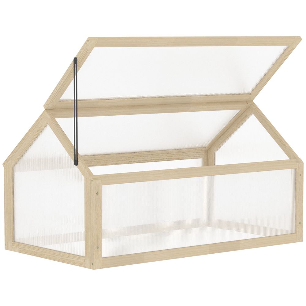 Outsunny Wooden Cold Frame Garden Polycarbonate Greenhouse with Openable Top Cover - SGP Garden Ltd