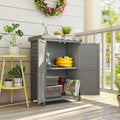 Outsunny Wooden Garden Shed, Garden Tool Storage Shed with Shelf and Side Hooks, 71.5 x 39 x 95 cm, Grey - SGP Garden Ltd
