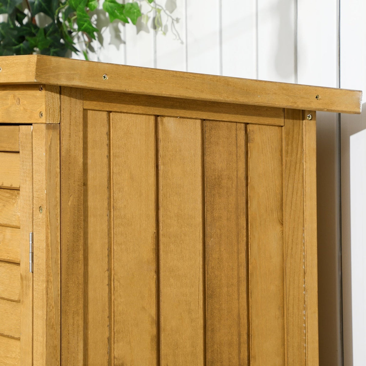 Outsunny Wooden Garden Storage Shed, Compact Utility Sentry Unit, 3-Tier Shelves Tool Cabinet Organizer with Asphalt Roof and Shutter Design, 87cm x 47cm x 160cm - SGP Garden Ltd