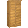 Outsunny Wooden Garden Storage Shed, Compact Utility Sentry Unit, 3-Tier Shelves Tool Cabinet Organizer with Asphalt Roof and Shutter Design, 87cm x 47cm x 160cm - SGP Garden Ltd