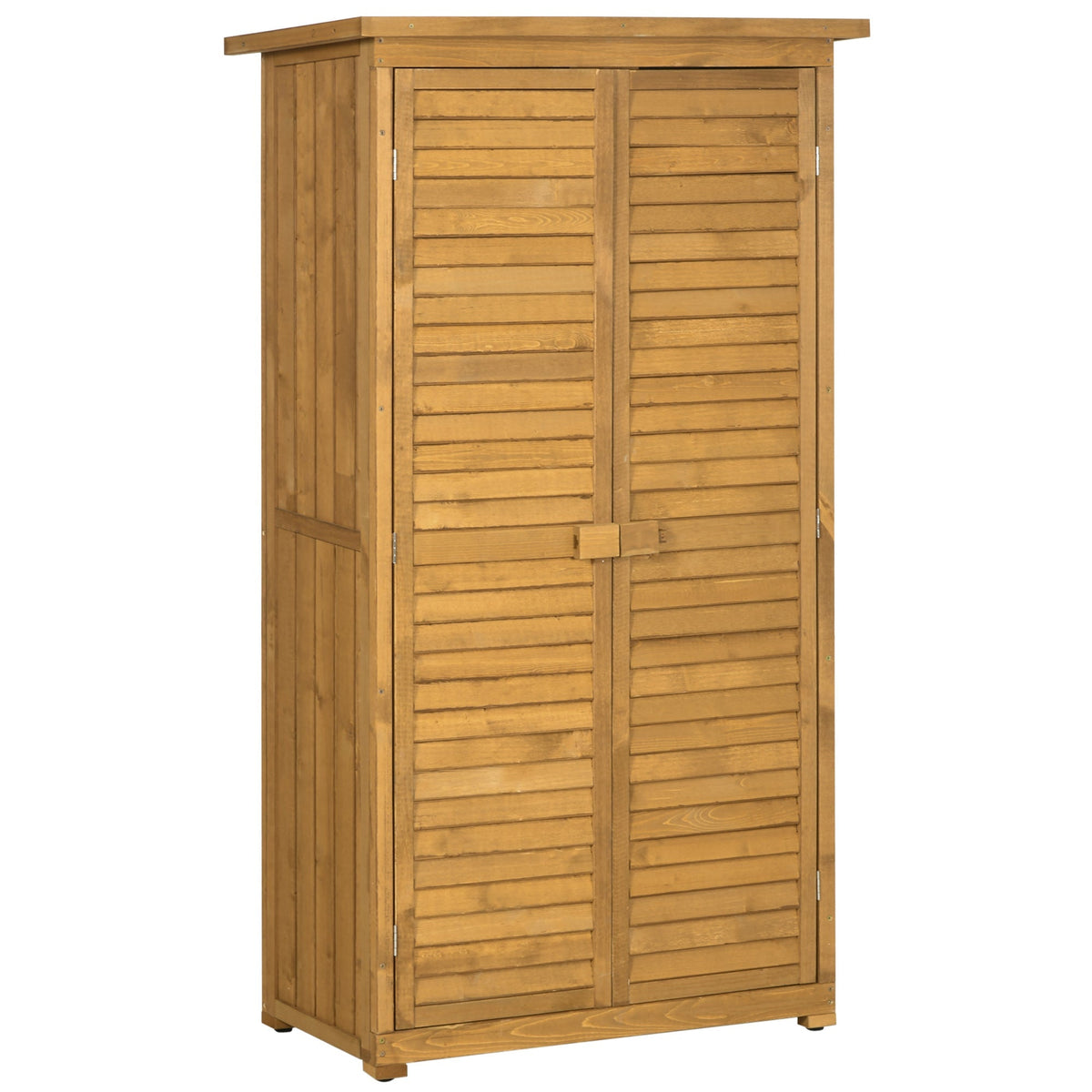 Outsunny Wooden Garden Storage Shed, Compact Utility Sentry Unit, 3-Tier Shelves Tool Cabinet Organizer with Asphalt Roof and Shutter Design, 87cm x 47cm x 160cm - SGP Garden Ltd