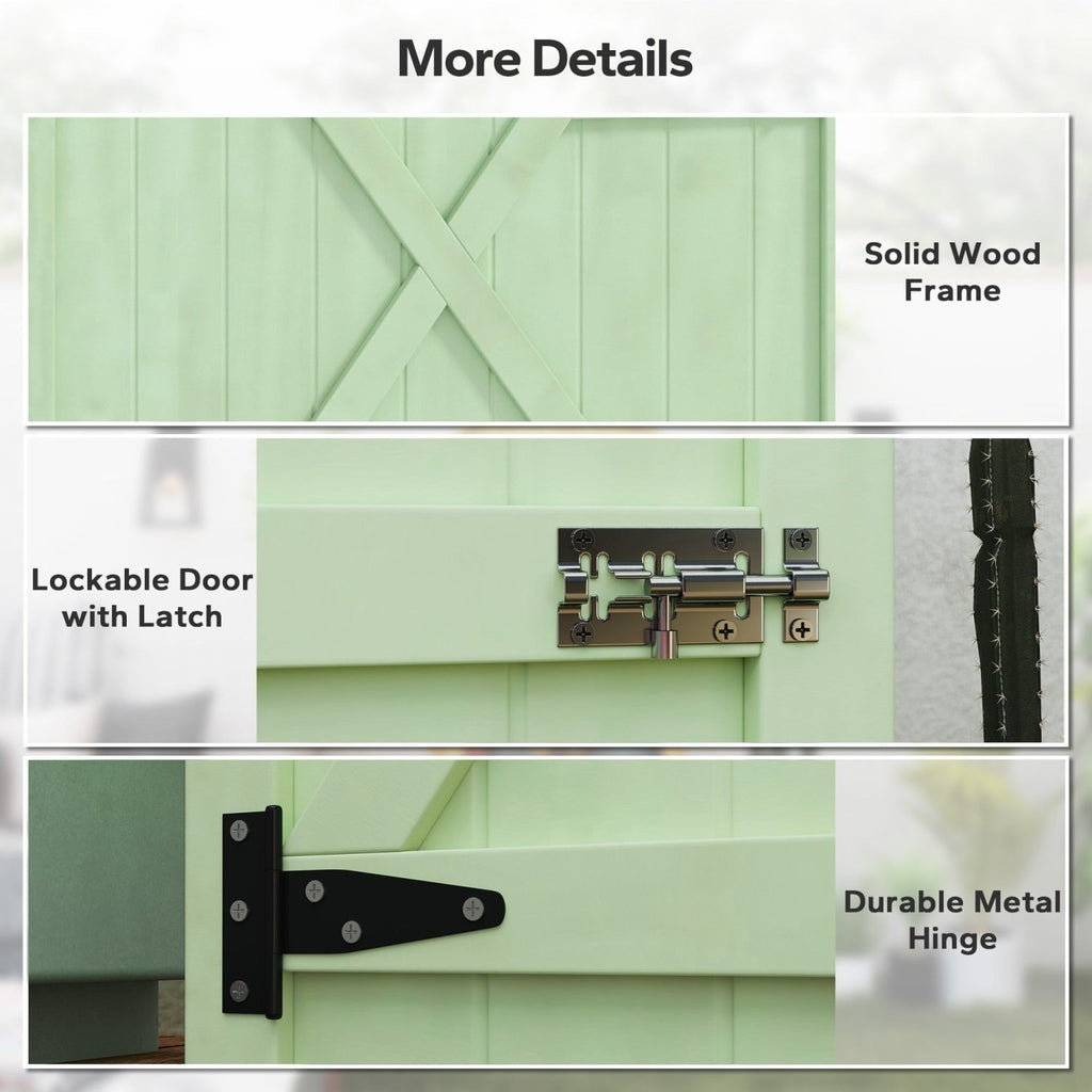 Outsunny Wooden Small Shed, Garden Storage Shed with Shelves and Bolt Latch, 75L x 56W x115H cm, Green - SGP Garden Ltd