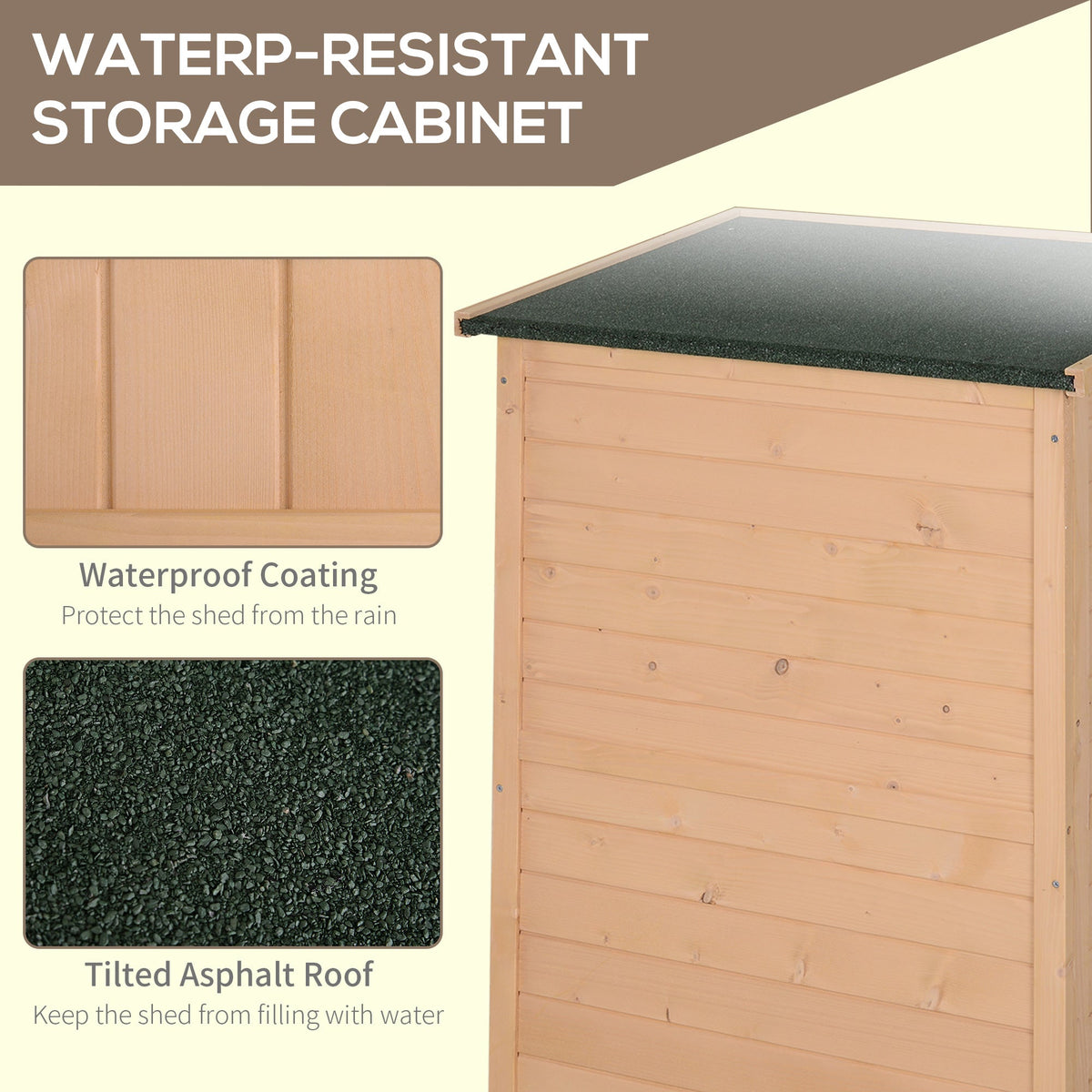 Outsunny Wooden Small Shed, Garden Storage Shed with Shelves and Bolt Latch, 75L x 56W x115H cm, Natural - SGP Garden Ltd