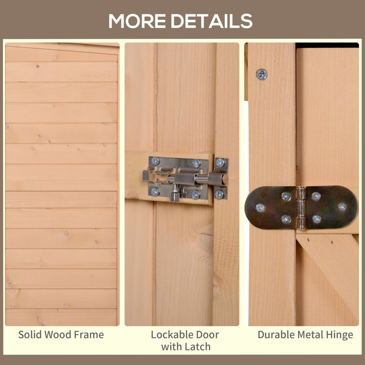 Outsunny Wooden Small Shed, Garden Storage Shed with Shelves and Bolt Latch, 75L x 56W x115H cm, Natural - SGP Garden Ltd