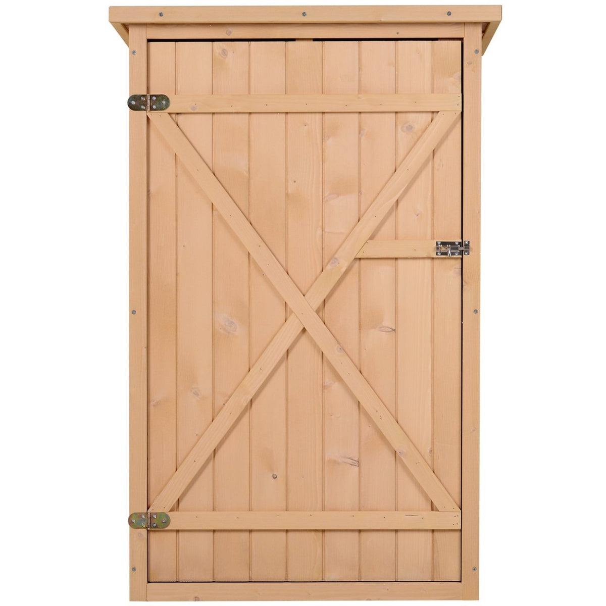 Outsunny Wooden Small Shed, Garden Storage Shed with Shelves and Bolt Latch, 75L x 56W x115H cm, Natural - SGP Garden Ltd
