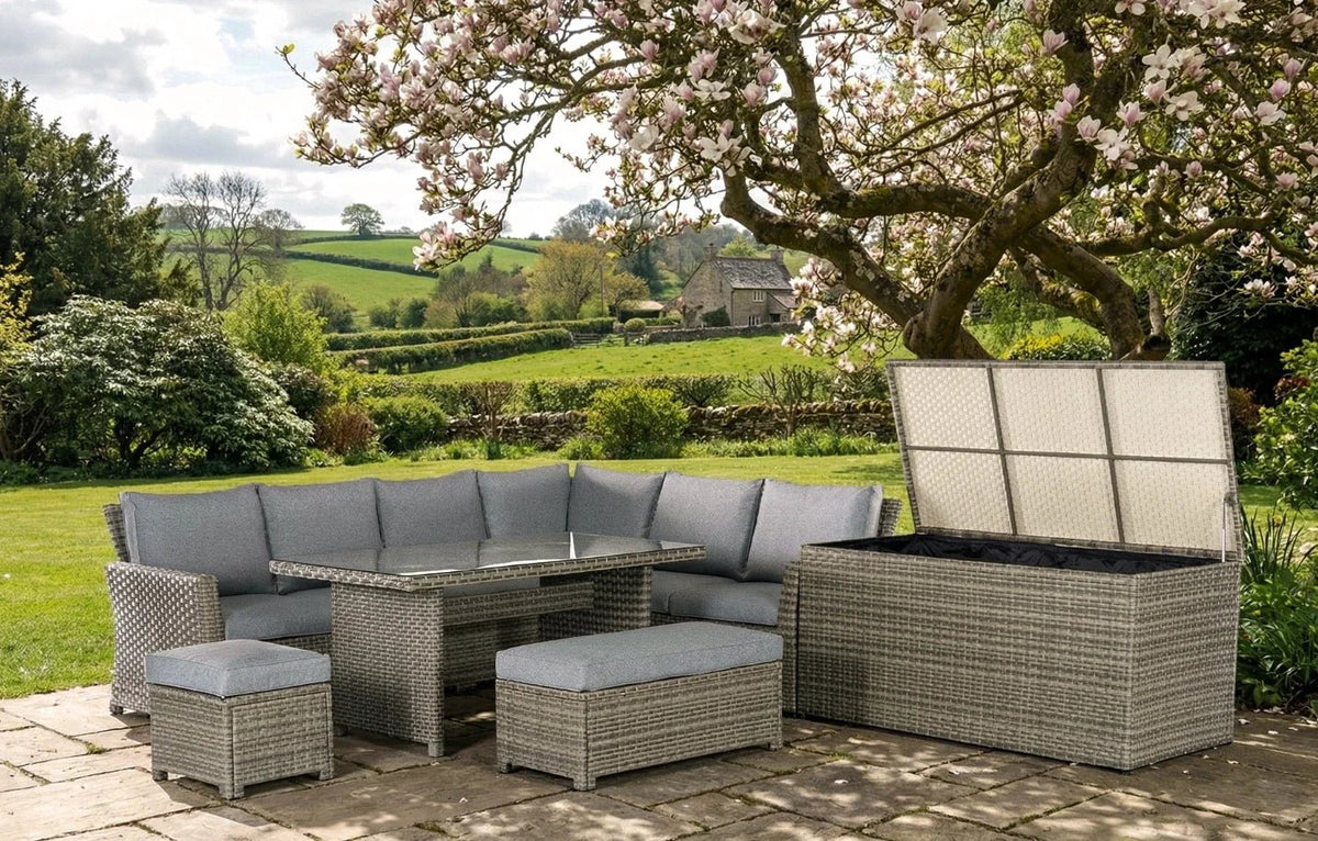 Palma Grey Rattan Garden Lounge Set, Cover and Cushion Box Bundle - SGP Garden Ltd